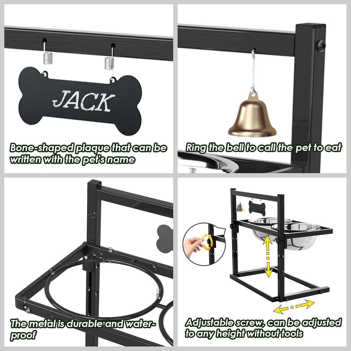 SHAINFUN Christmas Elevated Slow Feeder Dog Bowls with Mat for Large Dogs, Adjustable Height, Tall Raised Dog Food Water Bowl Stand Gift for Dogs