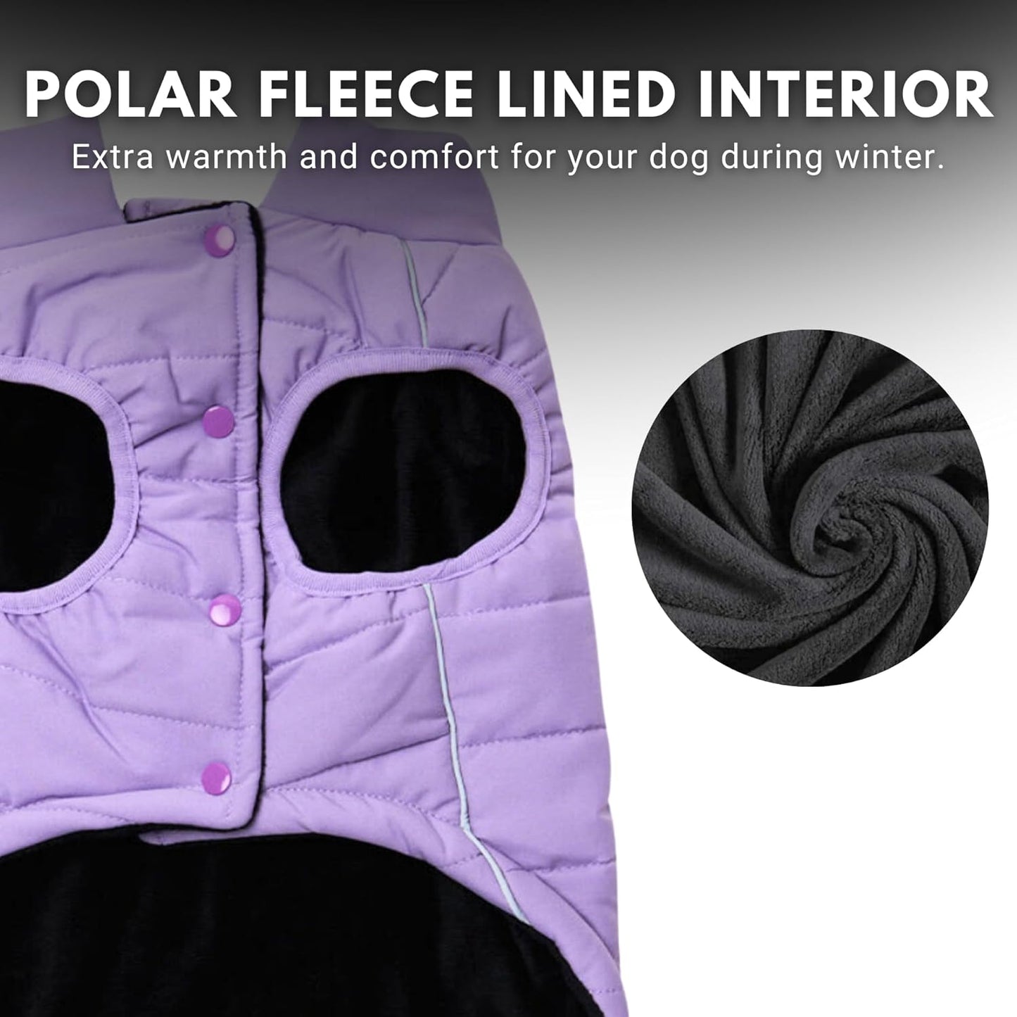 Spark Paws Dog Winter Jacket, Water-Resistant Coat, Warm Reflective Windproof Fleece-Interior, for Medium and Large Dogs - Lilac - 4XL