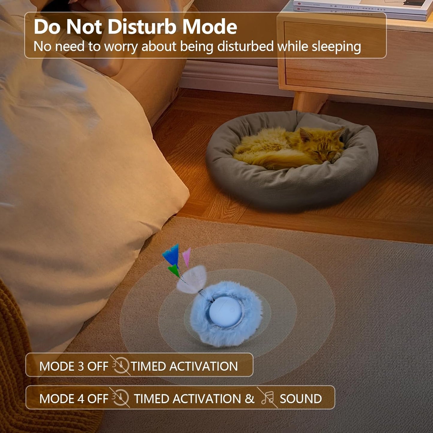 ORSDA Interactive Cat Toys Ball, Automatic Fast Rolling Ball in Pouch, Hide and Seek for Indoor Cats, Motion Chirping Activated Moving Toy, 5 Holes Mat Mouse Catching Game