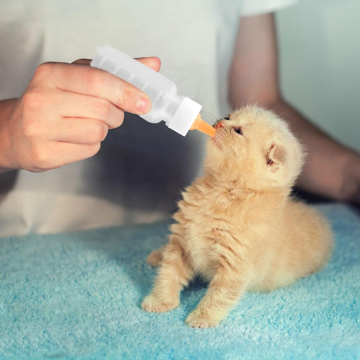 Pet Feeding Syringe with Nipple, Silicone Feeding Tools for Kitten Puppy Feeding Syringe for Newborn Cat Dog Small Animals Rabbits (1ml+3ml+5ml +10ml)