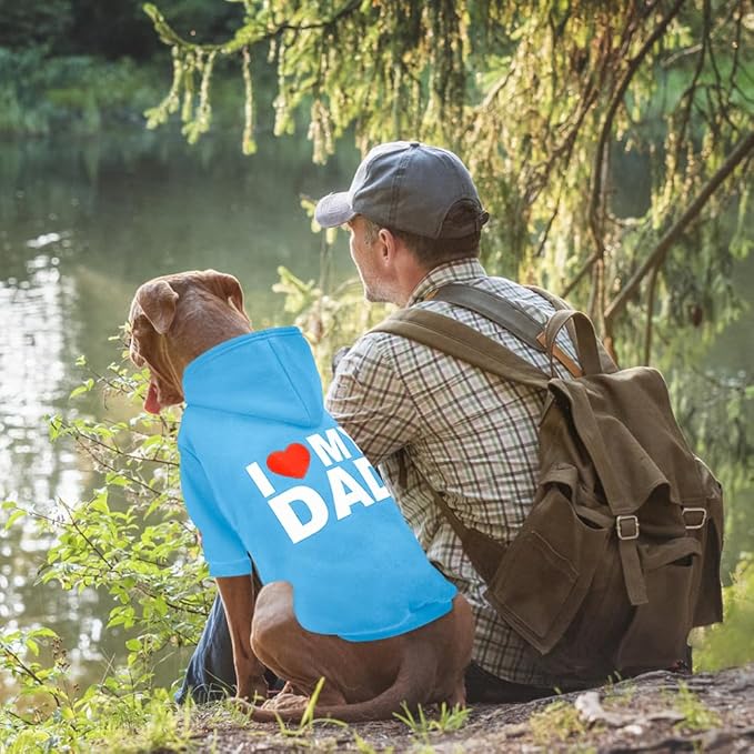 GreenJoy Dog Sweater Dog Hoodie Cold Weather Dog Coat Hooded Sweatshirt for Puppies,Cats, Small Medium Large Dogs (Blue(I Love My Dad), XX-Large)