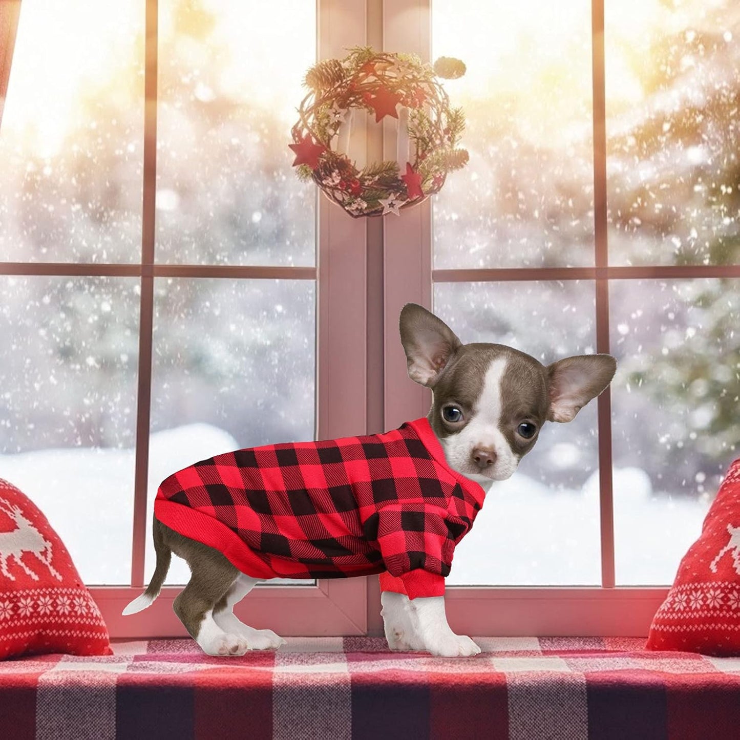 Dog Fleece Sweater for Small Dogs Buffalo Plaid Dog Clothes Soft Thickening Warm Puppy Clothes for Sweater Small Dogs Girl & Boy(S)