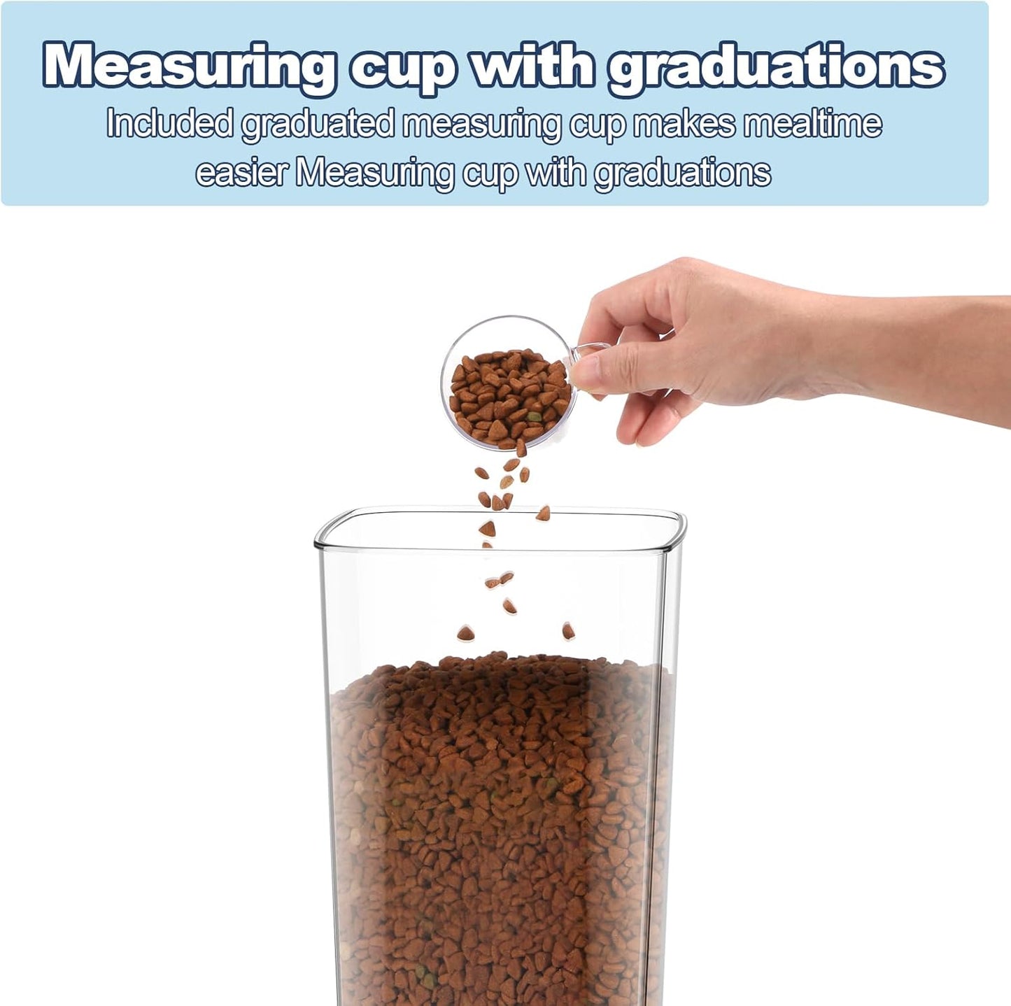 4.2Qt Airtight Dog Cat Food Storage Container and Dog Treat Containers BPA-Free, PET Clear Stackable Pet Storage Bin, 1 Cup Scoop, 1 Sponge cleaning brush, Pop Top, With handle -1Pack