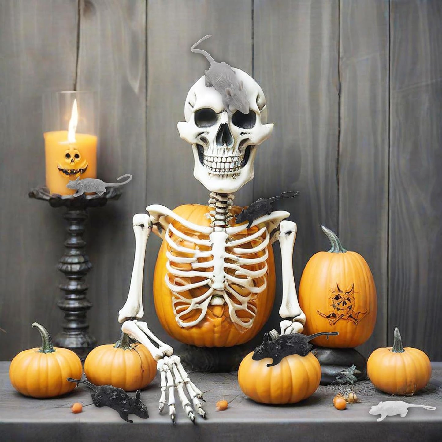 36PCS Plastic Mini Fake Rat Plastic Mouse Toys Decorations Realistic Pranks Rats Simulated Big Small Mouse Mice Toys for April Fools Day Halloween Prank Party Supplies