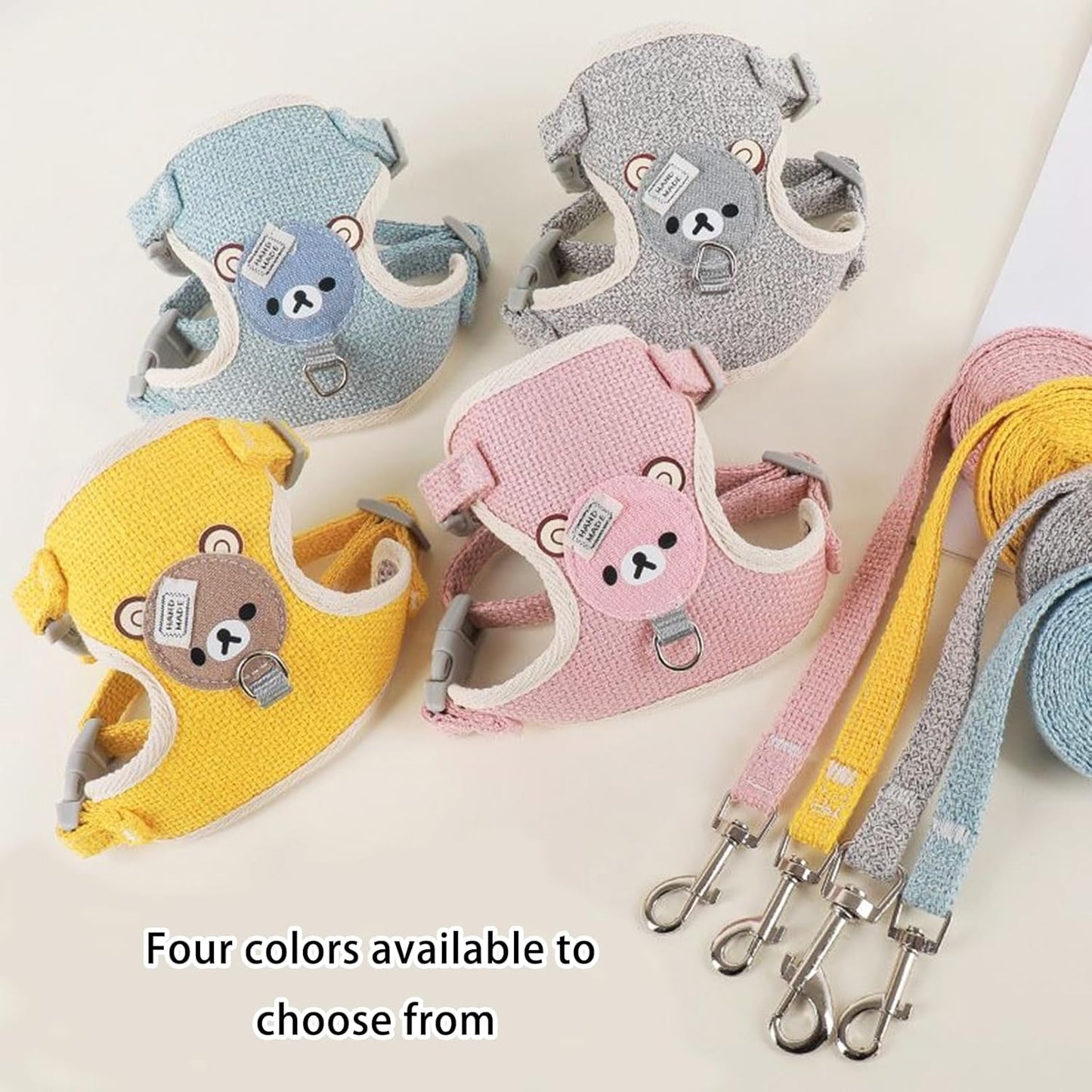 2-Pack Rabbit Harness and Leash Set – Adjustable Small Animal Vest Harness with Safety Buckle – Breathable & Lightweight – Ideal for Rabbits, Ferrets, Guinea Pigs, and Cats (Grey)