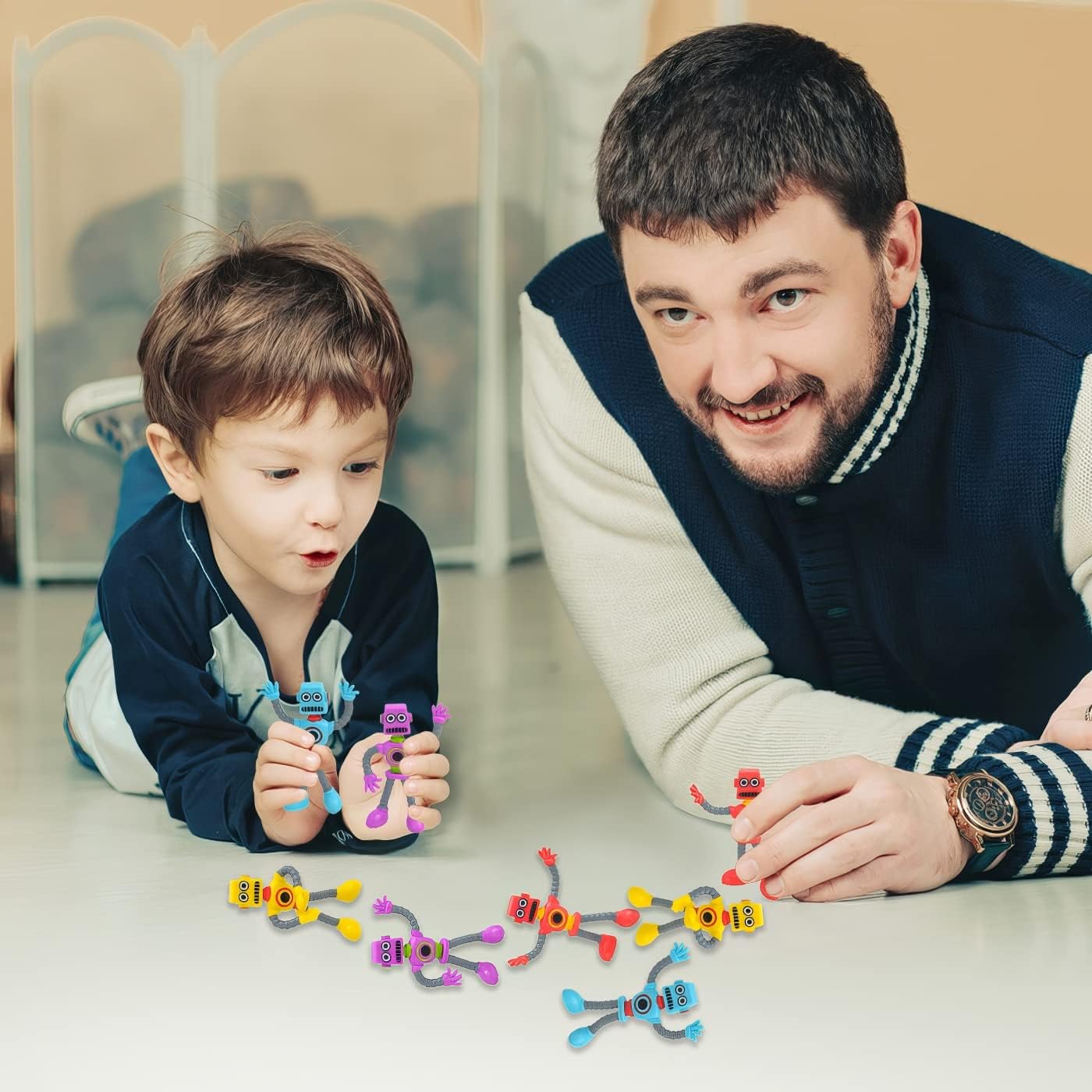 ArtCreativity Bendable Robot Figures, Set of 12 Flexible Men, Birthday Party Favors for Boys and Girls, Stress Relief Fidget Toys, Sensory Toys for Kids and Adults, Goody Bag Stuffers