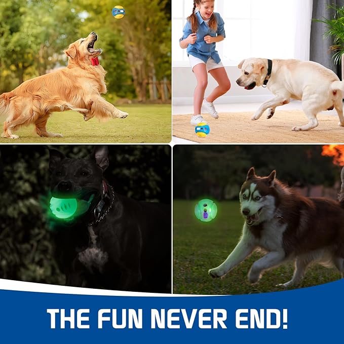 2 Pack Giggle Ball for Dogs, Interactive Dog Toys for Treat Dispensing, Glow Ball Durable Puppy Toys to Keep Them Busy, Multifunctional Dog Toys for Teething/Slow Feeder/IQ Training/Playing