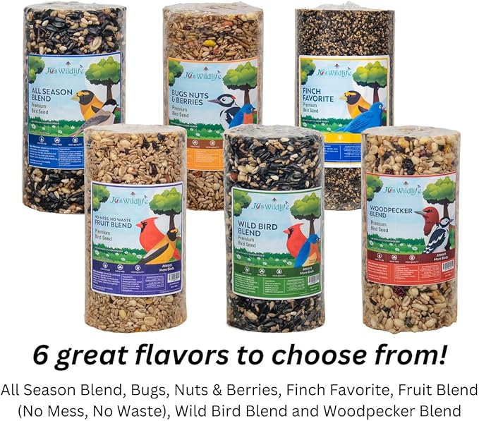 JCs Wildlife No Mess, No Waste Fruit Blend Premium Bird Seed Small Cylinder, 2 lb (1 Cylinder)