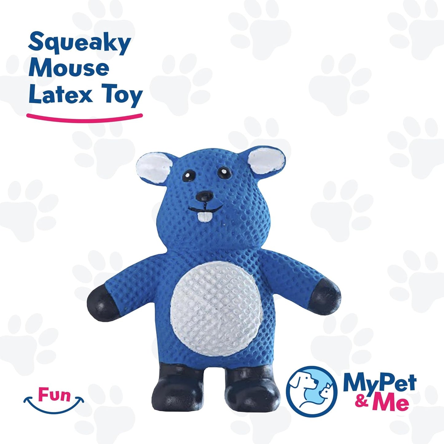 My Pet & Me - Squeaky Dog Toys for Light to Moderate Chewers - Fun Latex Toys for Puppies, Teething, and Gentle Play - Interactive Fetch and Chew Toy with Squeaker (Blue Mouse, 4.3 Inch)