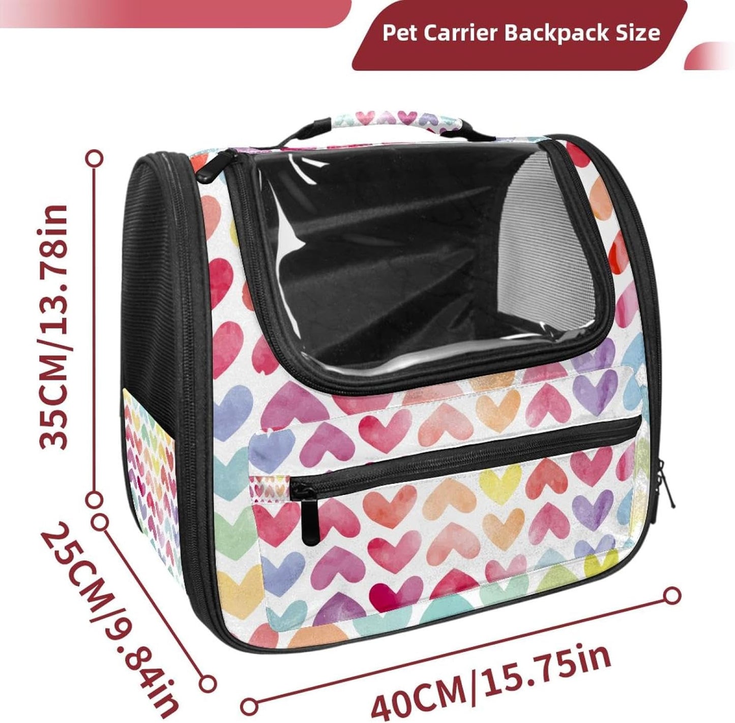 Airline Approved Soft Sided Pet Carrier, Watercolor Colorful Rainbow Love Pet Travel Bag for Cats & Dogs, Durable, Breathable Pet Travel Bag for Airplane, Car & Train