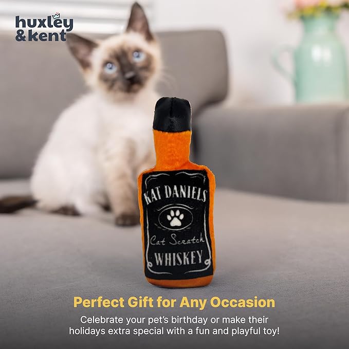 Huxley & Kent Plush Cat Toy - Interactive Catnip Toy for Cats & Kittens - Soft Kitty Toy with Crinkle & Catnip - Fun Indoor Play Toy - Kat Daniels Whiskey