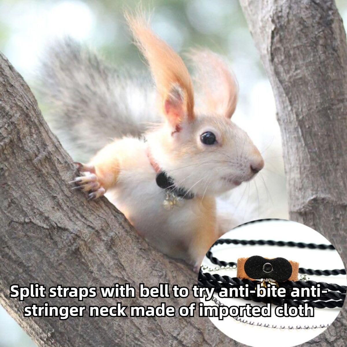 Squirrel Chipmunk Traction Rope Strap Anti-Biting Chain Rope, Small Animal Walking Collar Harness with Lead Leash for Hamster Gerbil Rat Mouse Ferret Chinchilla (Black with Coffee)