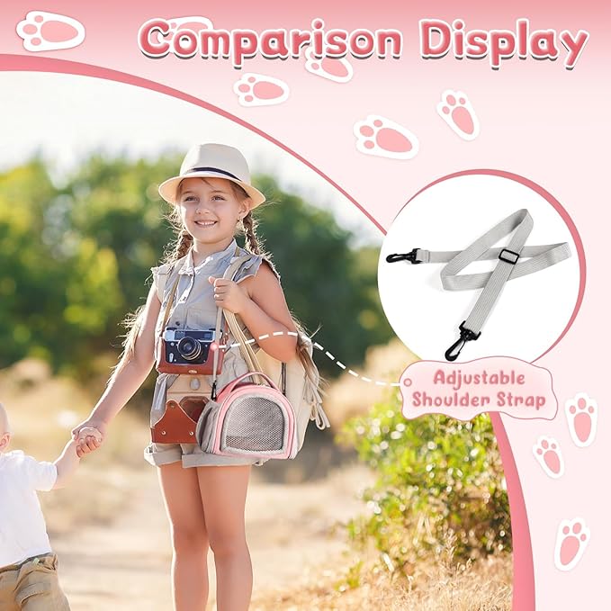 YUDODO Hamster Carrier Guinea Pig Carrier Bag Small Animal Sugar Glider Pouch Gerbil Hedgehog Portable Travel Carrier Outdoor Hangbag Flying Squirrel Rat Carrier Pink