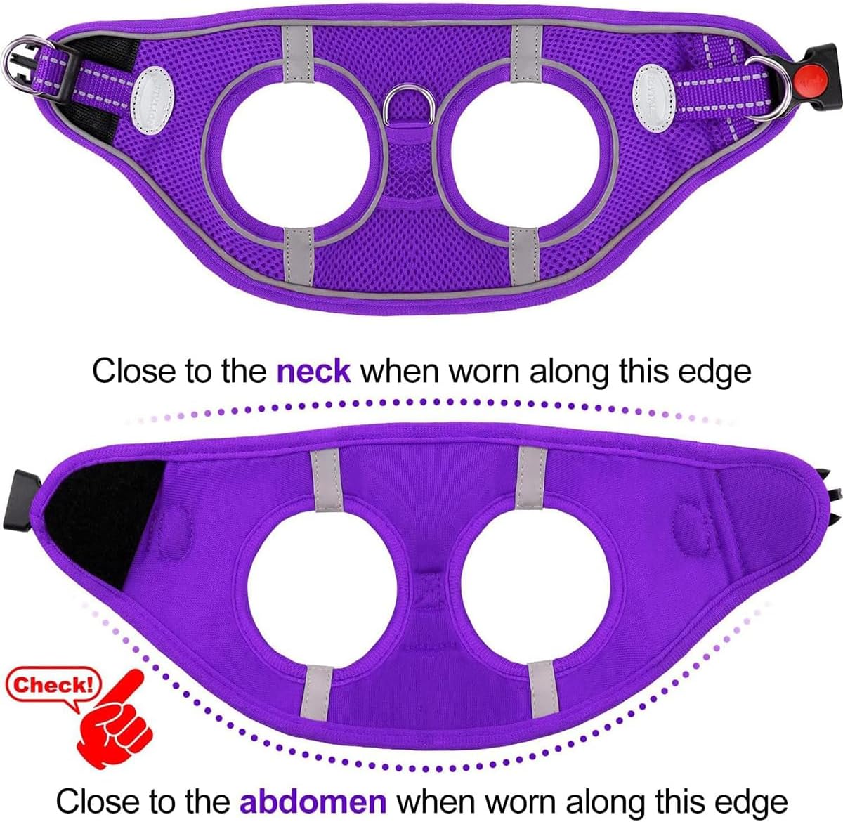 Joytale Small Dog Harness, Breathable Mesh Step-in Vest, Reflective Soft Padded Harnesses for Cats, Puppies and Extra Small Dogs, Purple, XXS
