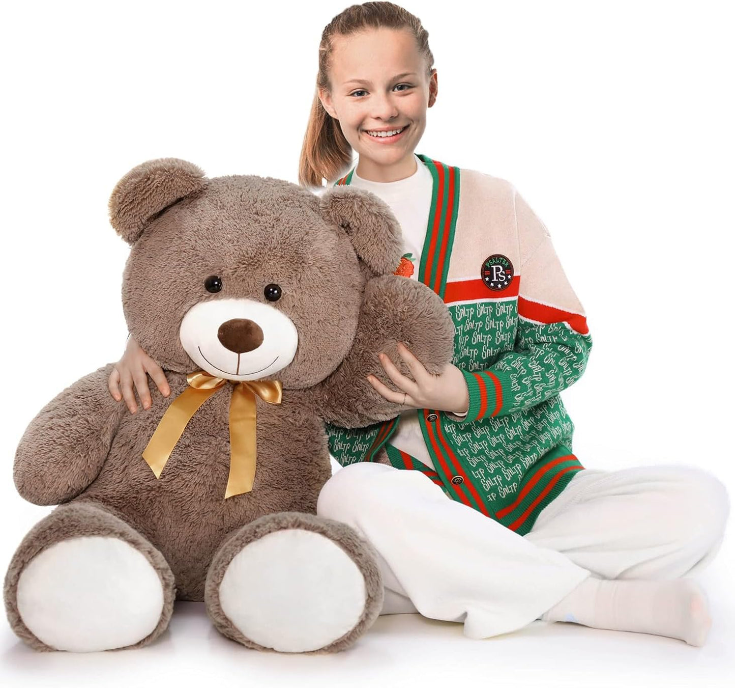 Tezituor Big Teddy Bear,40'' Giant Stuffed Animal Plush Toys,Life Size Teddy Bear Plushie Gifts for Adult & Children Kids Boys Girls or Kids,Soft Bear for Valentines Day Chrismas Birthday Baby Shower