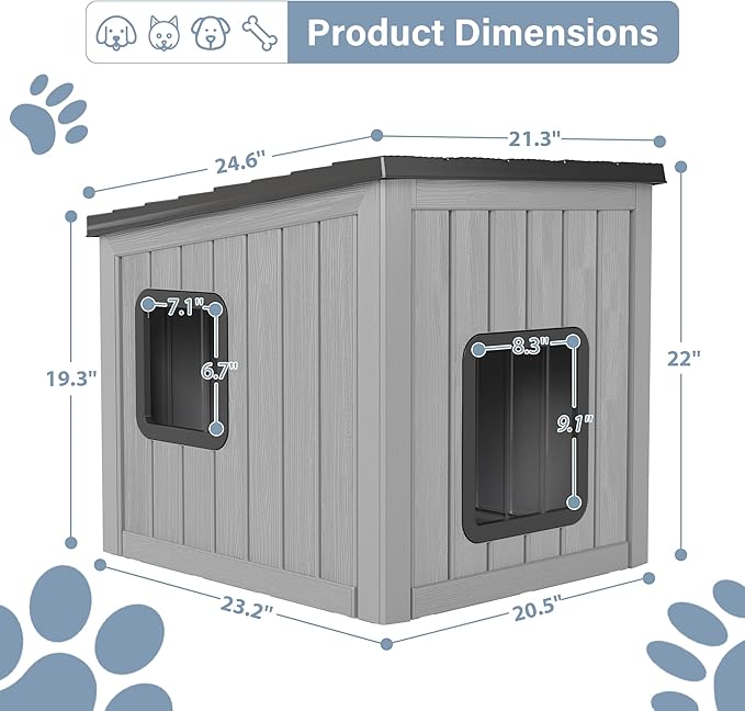Outdoor Cat House, Cat Houses for Outdoor Indoor Cats, Clawsable Cat House Weatherproof, Feral Cat Shelter, Resin Insulated Material, Emergency Exit Easy to Clean and Install, Black