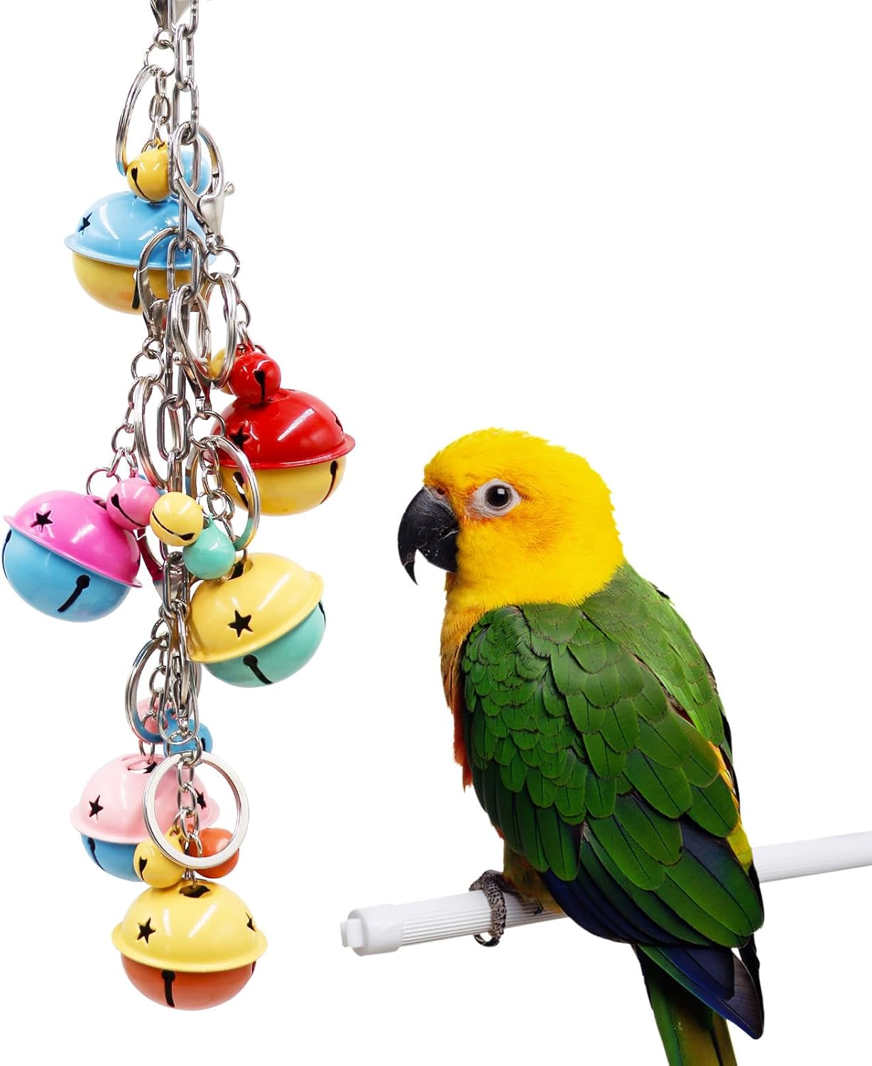 Bird Toys, Bird Swing with Metal Coloful Bells, Bird Cage Accessories, Parakeet Toys, Parrot Toys for Budgie, Lovebird, Parakeet, Cockatiel, Quaker, Caique, Small to Medium Birds