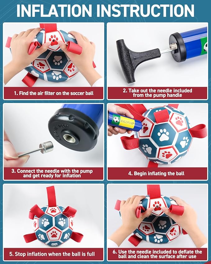 QDAN Dog Toys Soccer Ball with Straps, Durable Giant Dog Balls, Outdoor Dogs Toys, Herding Ball, Birthday Gifts (10 Inch)