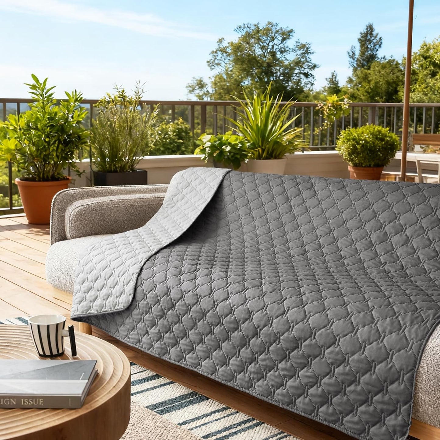 gogobunny 100% Double-Sided Waterproof Dog Bed Cover Pet Blanket Sofa Couch Furniture Protector for Puppy Large Dog Cat, Reversible (82x102 Inch (Pack of 1), Dark Grey/Light Grey)