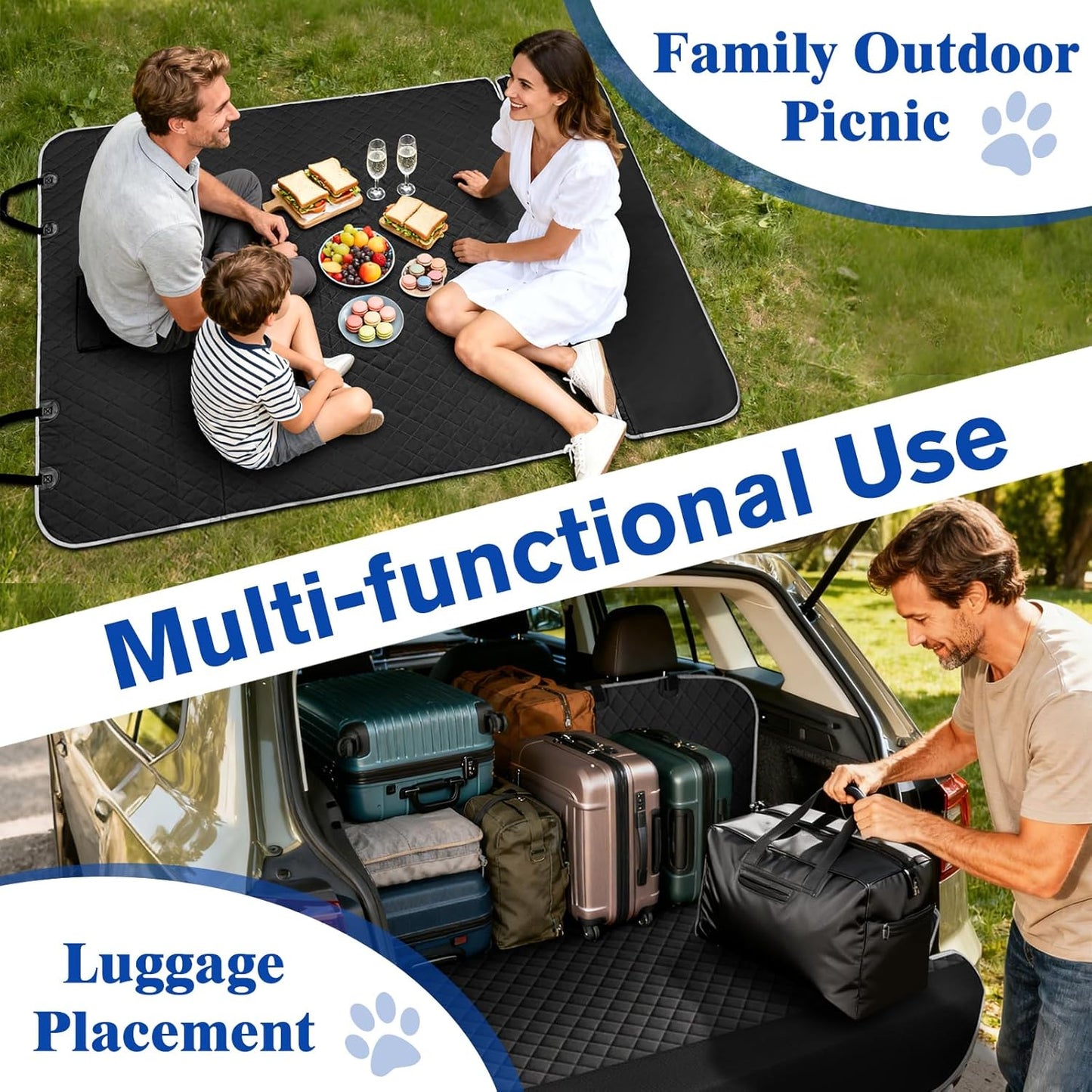 SUV Cargo Liner for Dogs - Waterproof Dog Car Seat Cover Mat for SUVs, Sedans, Vans & Trunks with Non-Slip Bumper Flap Protector, Scratchproof Large Size Universal Fit,Grey