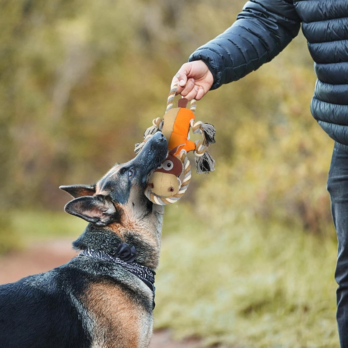 IOKHEIRA Dog Toys for Aggressive Chewers,Tough Indestructible Dog Toys,Squeaky Toys for Large Dogs, Chew Toys for Puppy Middle Big Pets-Donkey, Orange