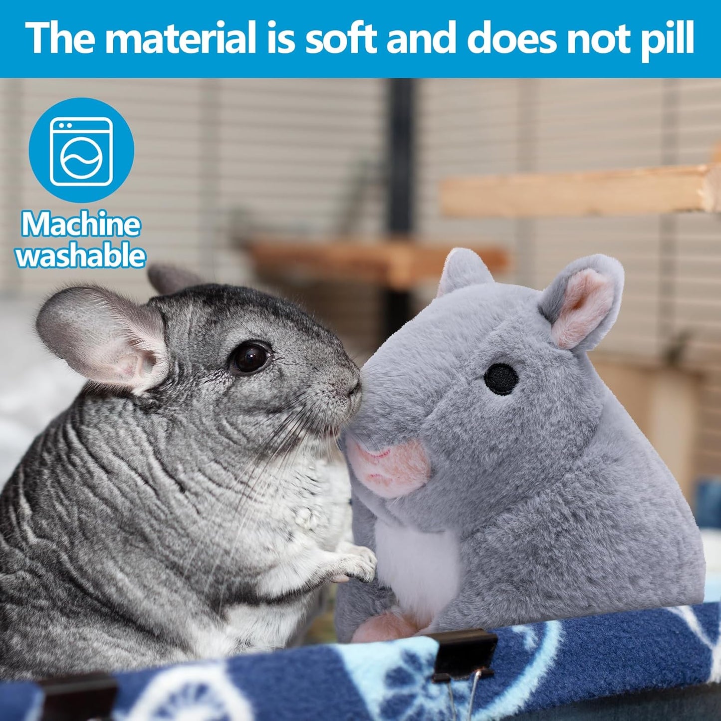 7" x 5.5" x 7.5" Chinchilla Plush Toys for Guinea Pigs, Hamsters, Ferrets, Soft Grey Chinchilla Stuffed Animal Toy, Chinchillas Pet Companion Doll Gifts for Hedgehogs, Small Animal Relieve Loneliness