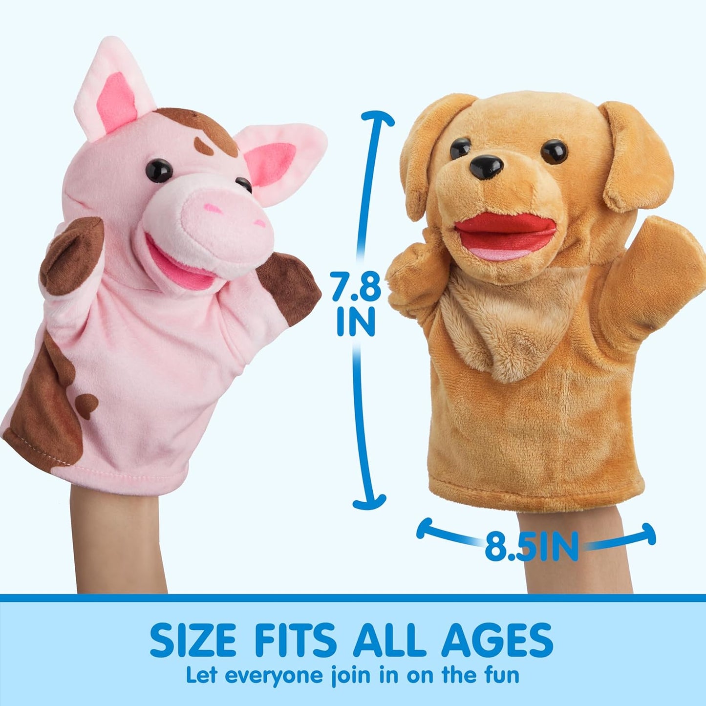 JOYIN 6Pcs Kids Hand Puppet Set with Working Mouth, Toddler Animal Plush Toy Includes Pig, Sheep, Dairy Cow, Dog, Goat, and Horse for Show Theater, Birthday Gifts for Boys Girls, Gifts for Christmas