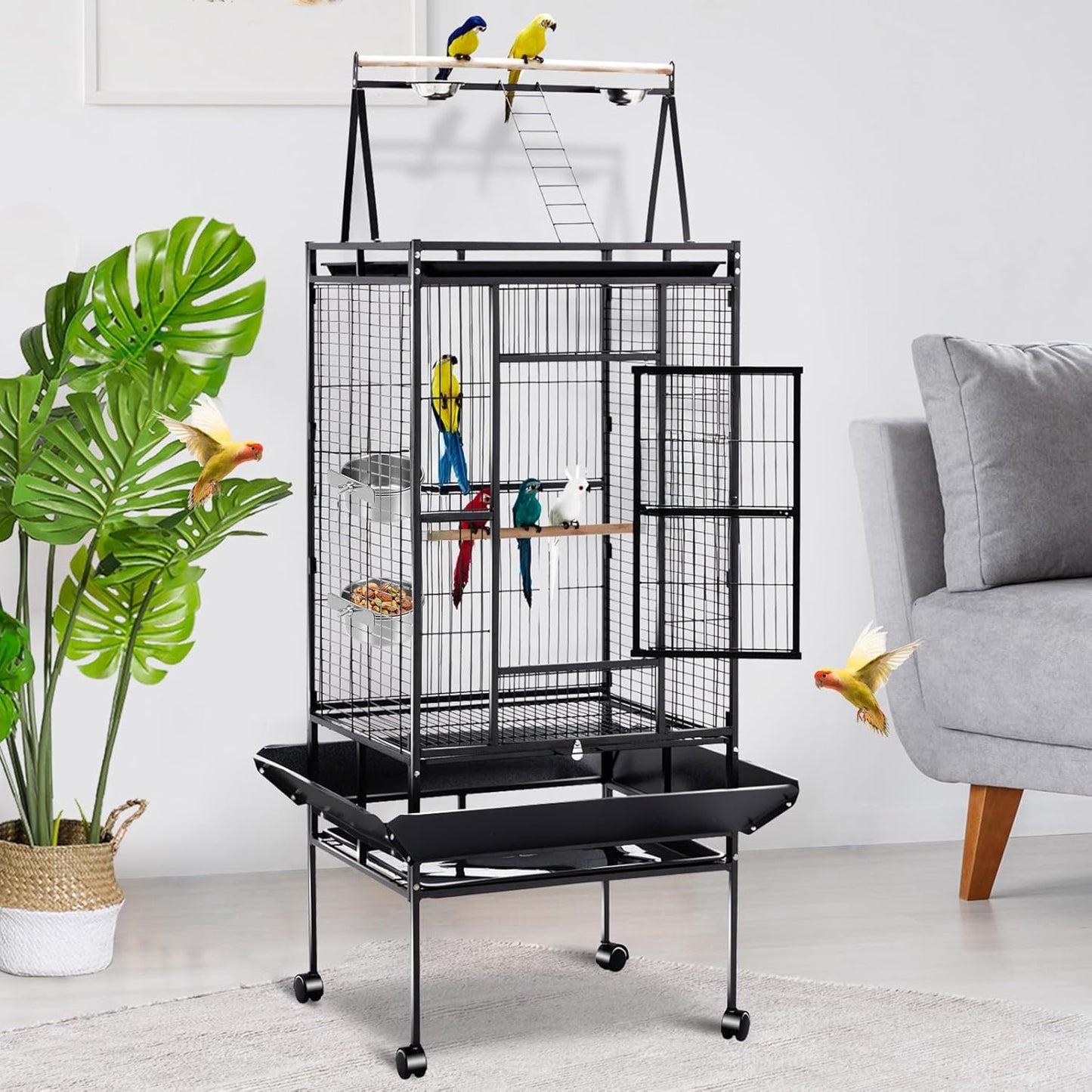 8 Pcs Stainless Steel Bird Food Water Bowls with Clamp Holders, Parrot Feeding Dish Cups for Cage, Cockatiel Conure Budgie Parakeet Macaw Lovebird Small Animal