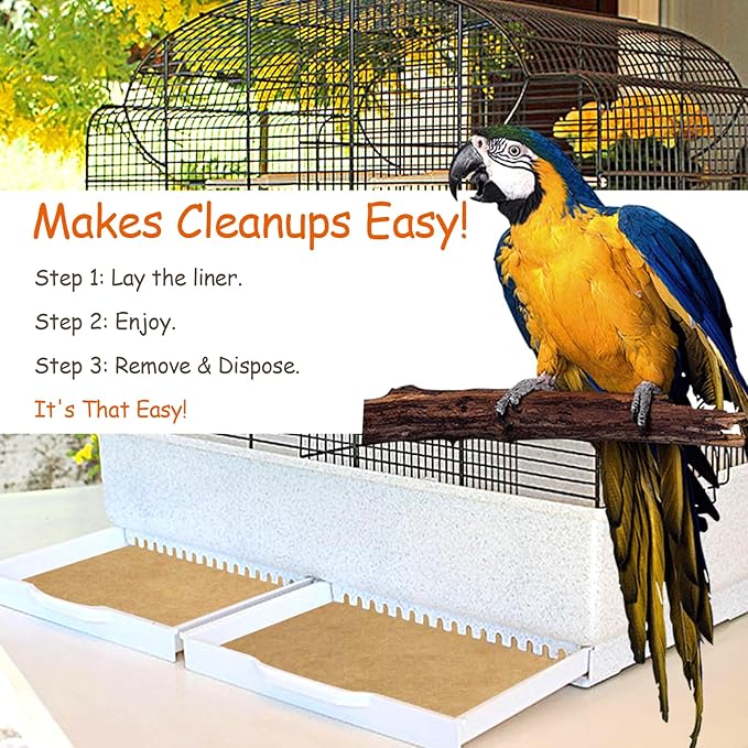 30-Pack Bird Cage Liners - 13.8x13.8 Inch Leak-Proof Disposable Tray Pads for Parrots, Parakeets, Cockatiels, Lovebirds | Easy-Clean Cage Bottom Paper | Customizable Size