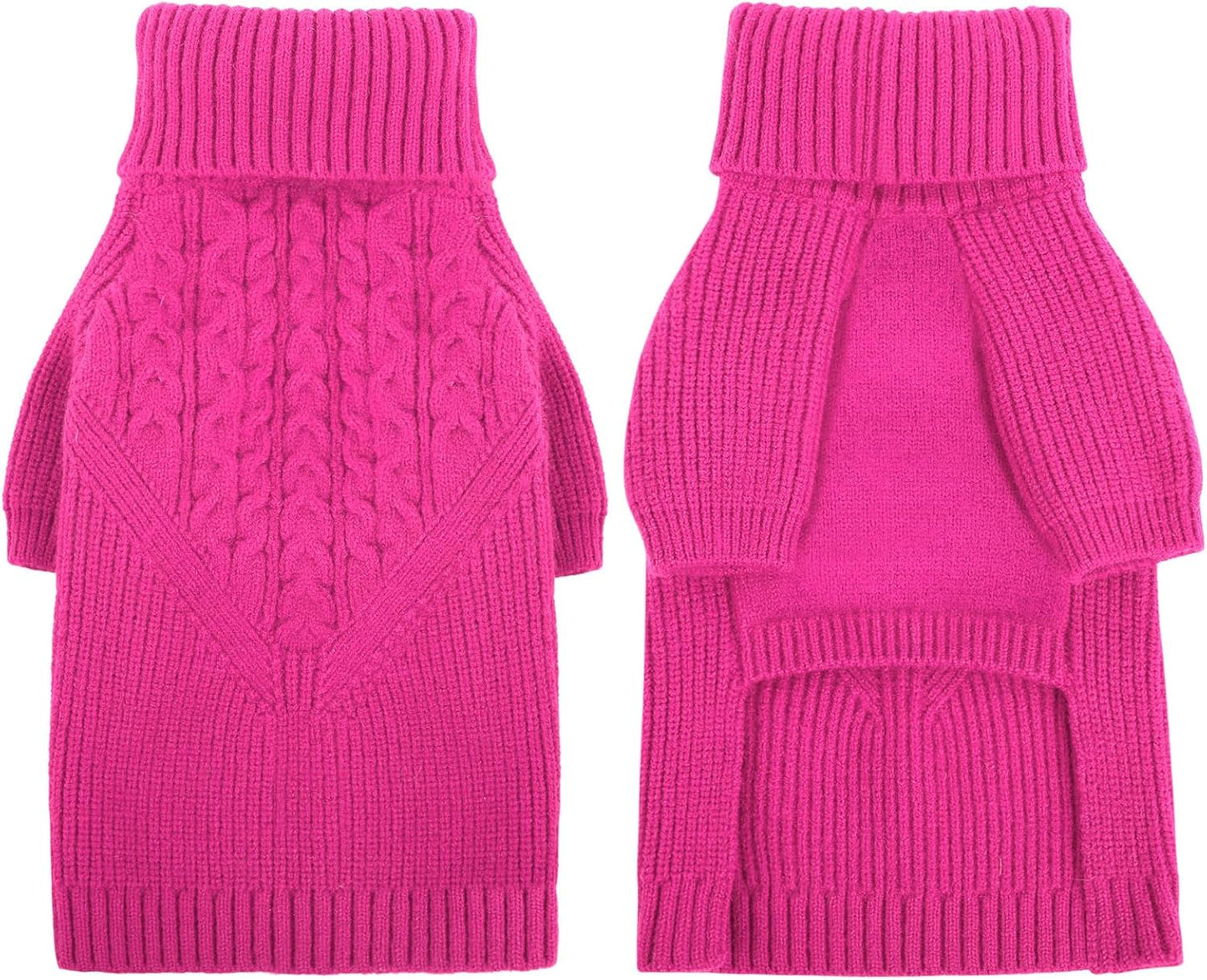 Queenmore XL Dog Sweater, Large Dog Sweaters for Dogs Girl or Boy, Extra Large Dog Christmas Sweater, Winter Big Dog Sweatshirt Knitwear, Pet Chunky Warm Coat for Small Medium Size Dogs, Fuchsia XL