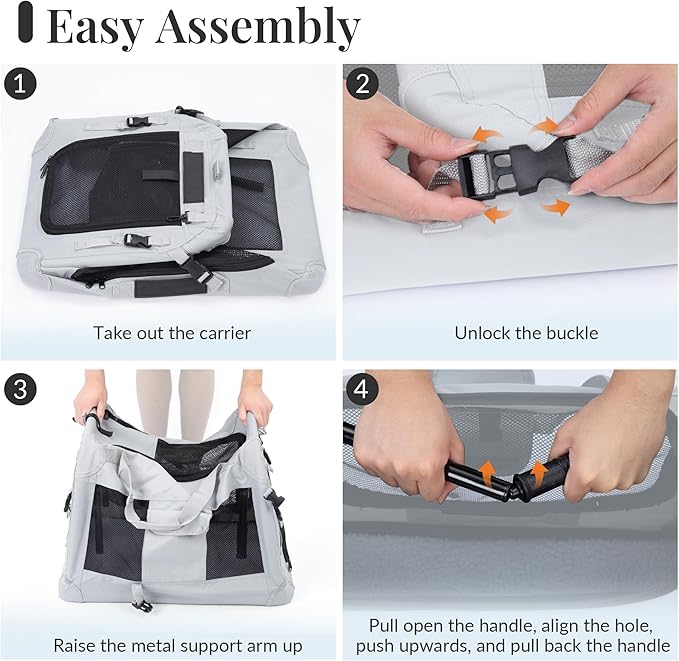 Extra Large Cat Carrier for 2 Cats, Collapsible Soft Sided Pet XL Crate for Large Mudium Big Cat 20lbs+, Car Travel Portable Bag for Long Trips Ride 24"x16.5"x16.5"