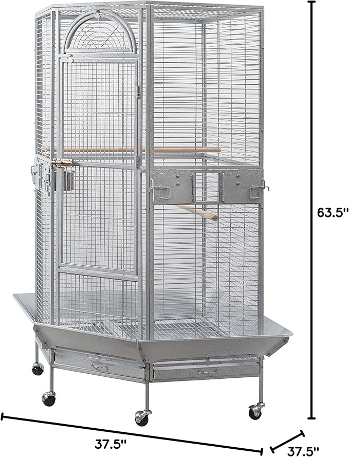 Seny Corner Bird Cage for Cockatiel Parakeet Black and White New (White)