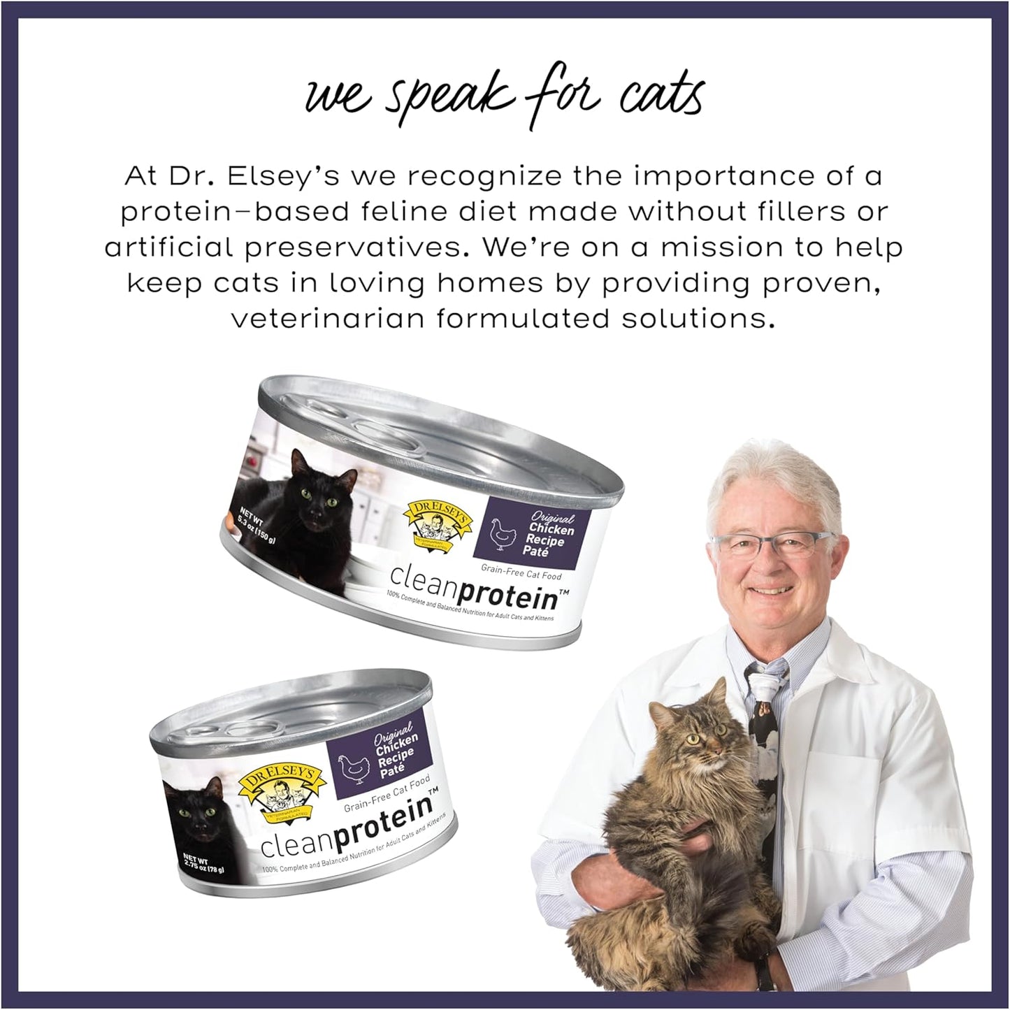 Dr. Elsey's cleanprotein Chicken Recipe Wet Cat Food, Pate 5.3 oz cans (Pack of 24)