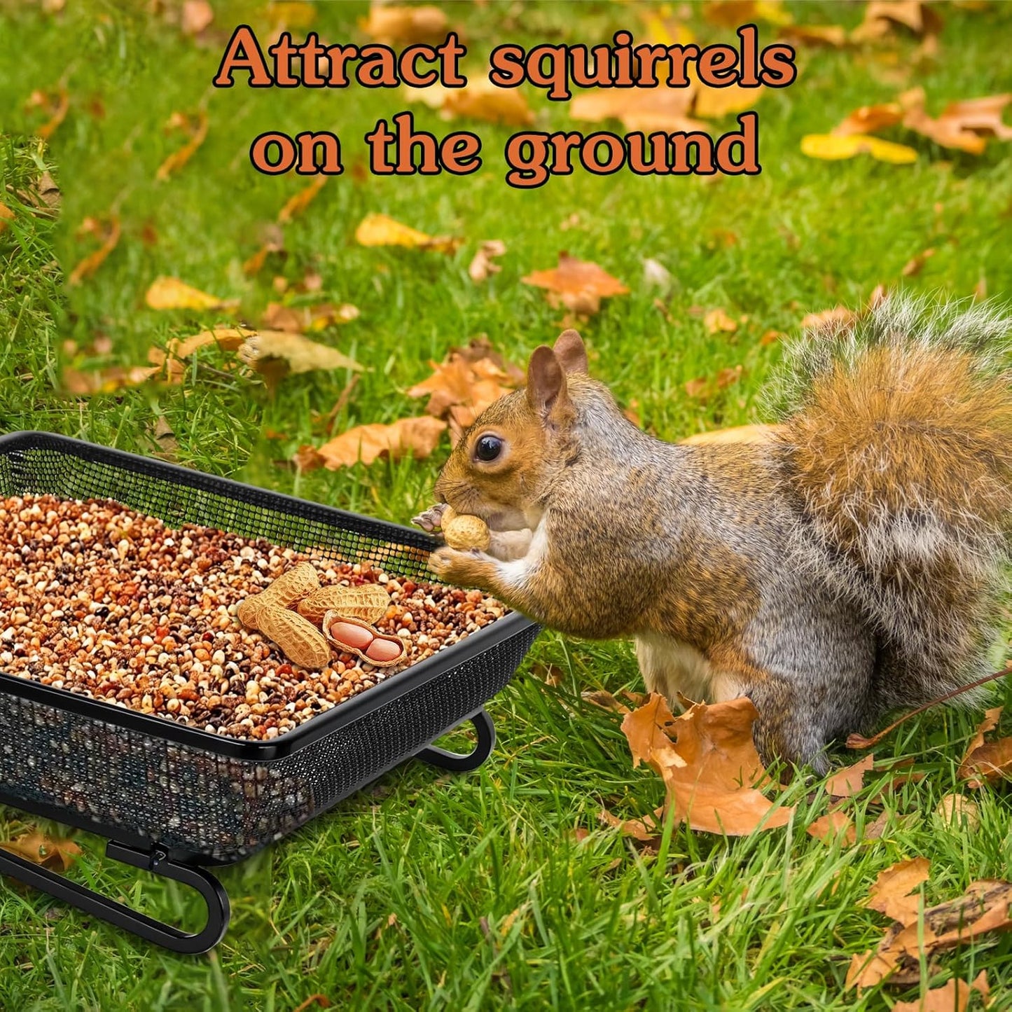 Ground Platform Bird Feeder Metal Seed Tray for Outside Garden Wild Bird Feeders with Drainage Holes Great Attracting for Birds and Squirrels, Wonderful Decoration for Backyard – Pack of 3