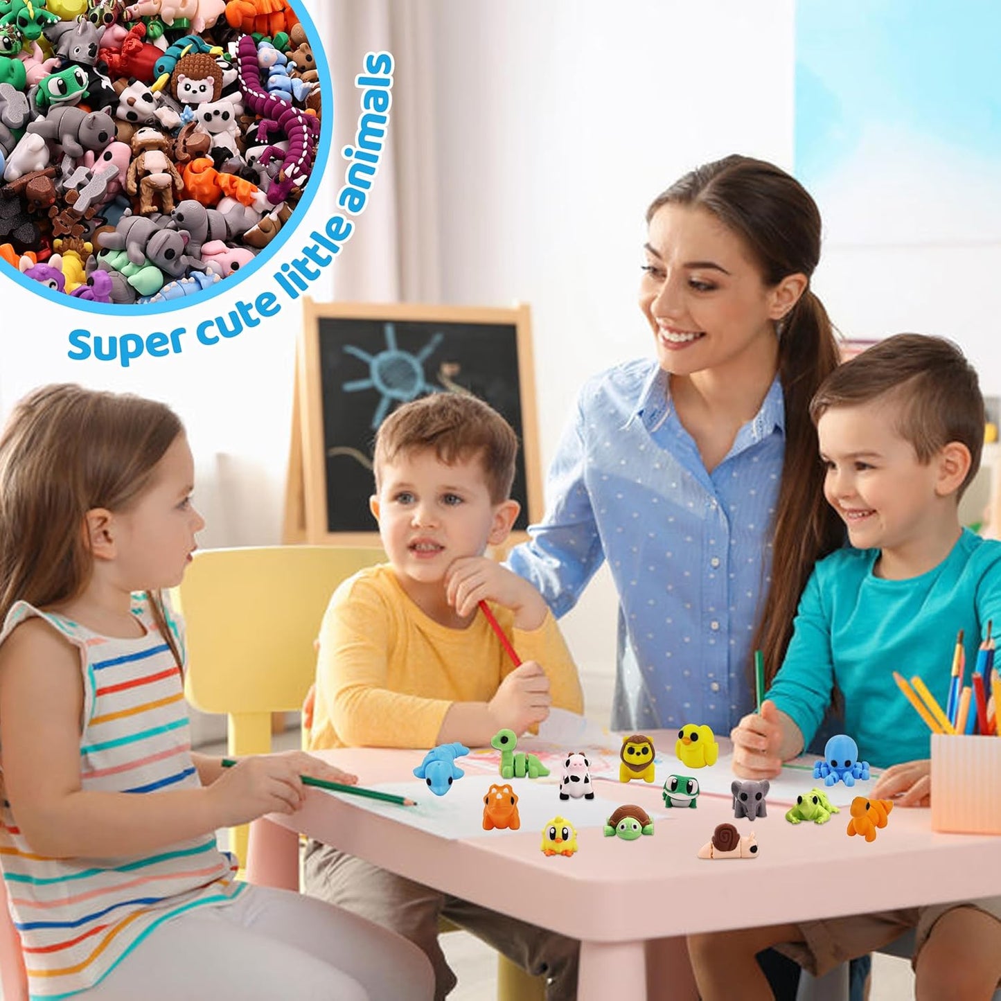 35 PCS Mystery Animal Figurines, Randomly Selected from Over 200 Unique 3D Printed Animal Figurines, Fidget Desk Toys, Cute Small Gifts for Kids, Party Favors, Office Desk Pet, Treasure Box Rewards