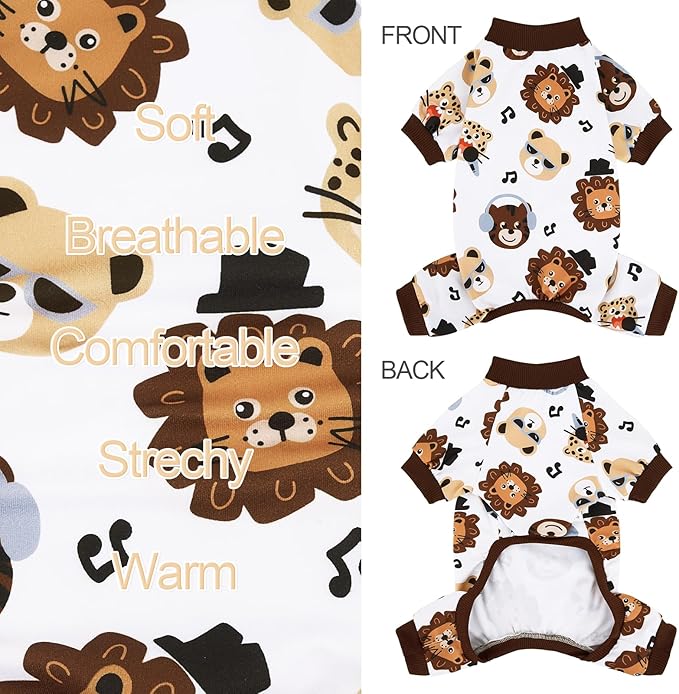 XPUDAC 4 Pack Dog Pajamas Comfy Strechy Doggie Pjs Puppy Clothes for Small Medium Dogs Boy Girl Cat Pet Outfits, 2XL