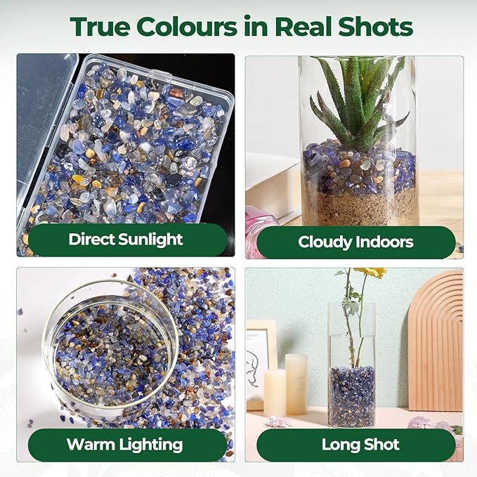 T4U Crystal Chips Tumbled Polished Natural Agate Gravel Stones 1LB - Decorative Pebbles Bulk, Mini Polished Rocks Pieces for Crafts, Vases Filler, Succulent Plants, Aquarium Gravel Rocks