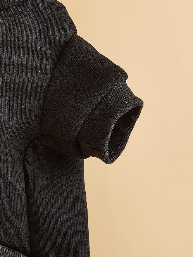 QWINEE Basic Dog Hoodie Sweatshirt Puppy Sweater Warm Cat Costumes Pet Clothes for Chihuahua Puppy Kitten Small Medium Dogs Black Medium