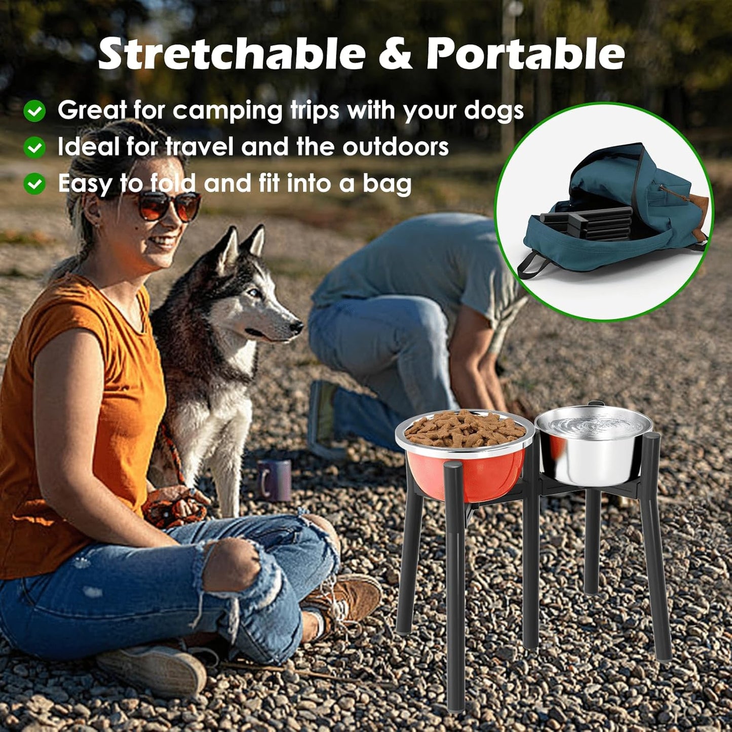 Raised Dog Bowl Stand for Large Dogs, Adjustable Width 7-10.6, 13.7 inch Tall Dog Food Water Stand,Bowl Not Include