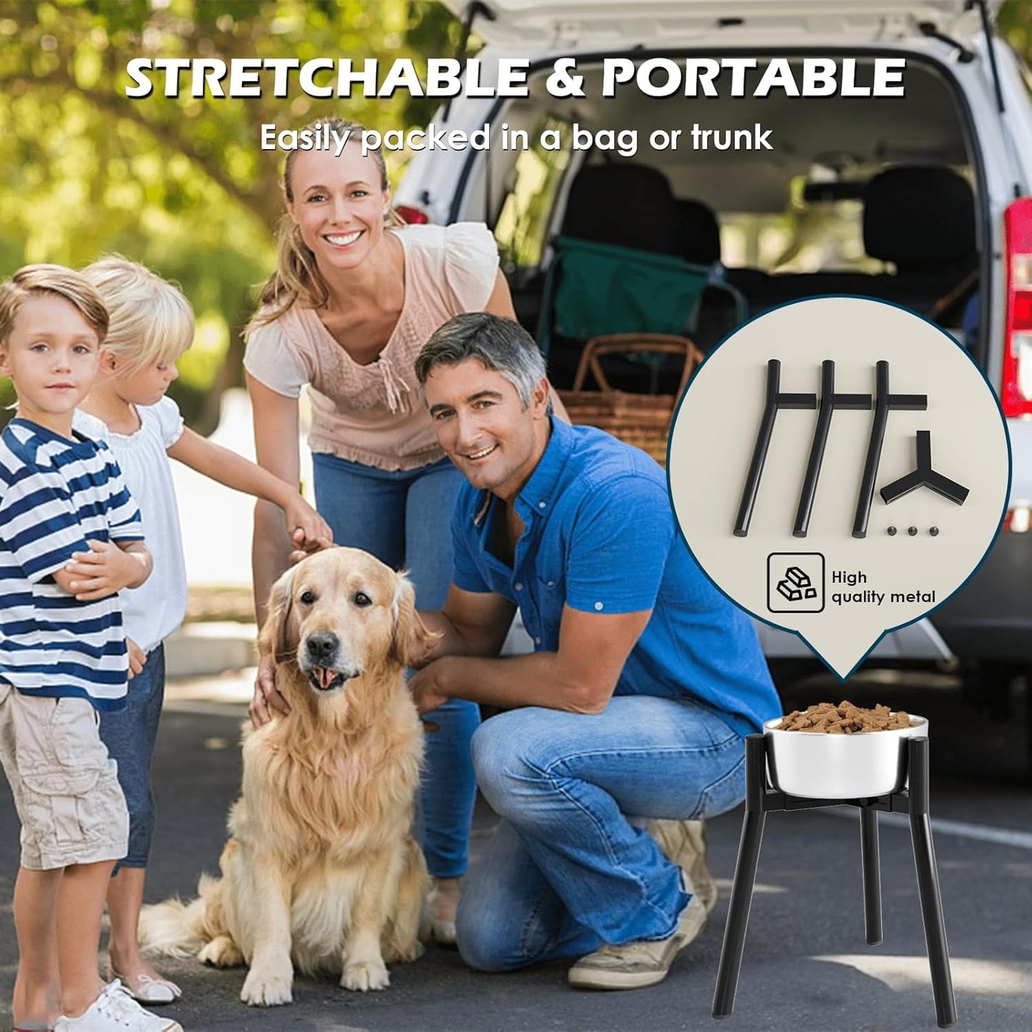 Dog Bowl Stand for Large Dogs, Adjustable Width 7-10.6" Elevated Dog Bowls,13.7in Tall Raised Food Water Stand, Single Holder, Bowl Not Included