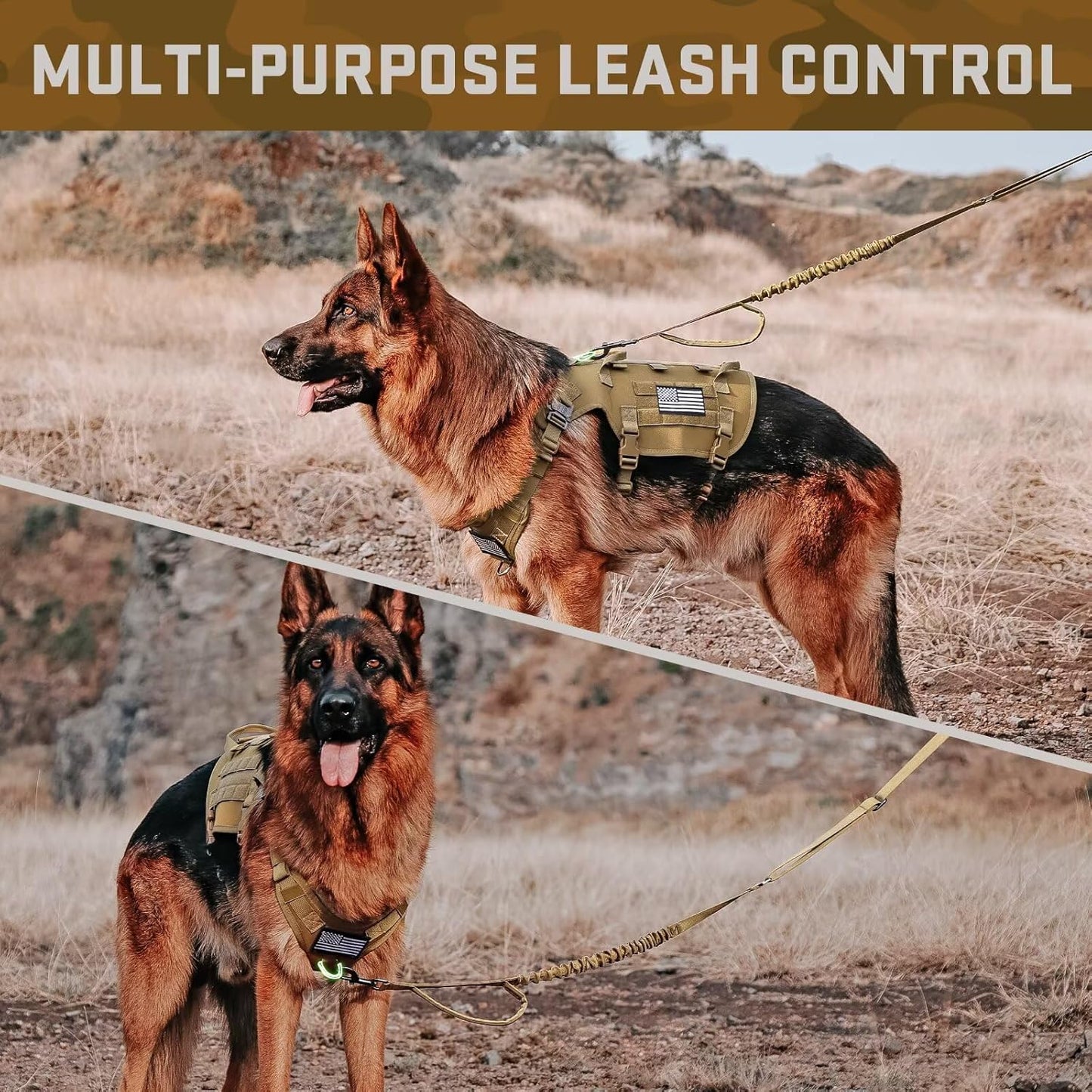 Forestpaw Dog Harness Medium Sized,Tactical Dog Harness with Handle,No Pull Military Style Service Dog Vest with Pockets Adjustable for Medium Dogs,Brown,Chest 21.5-45"