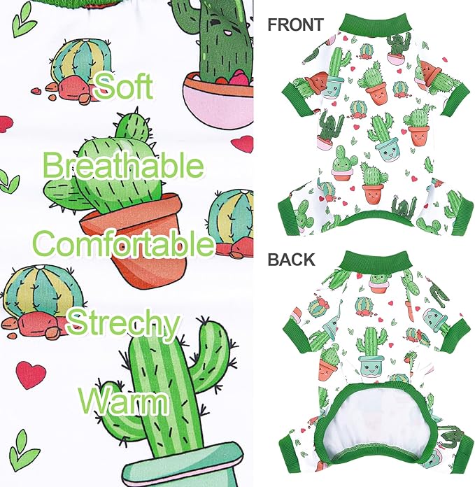 XPUDAC 4 Pieces Dog Pajamas Soft Strechy Puppy Onesies Pet Clothes for Small Medium Dogs Boy Girl Cat Pet Outfit, 150-M