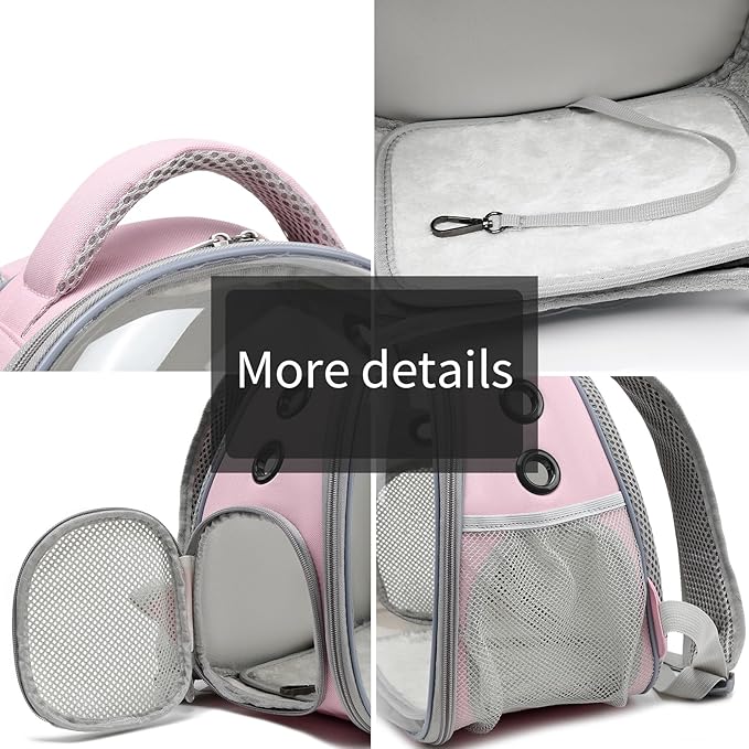 Portable Travel pet Backpack Carrier Hamster Bag Guinea Pig Bird Small Dog cat Turtle Carrier Rabbit Cage Squirrel Bearded Dragon Breathable Hangbag (Pink+Accessories)