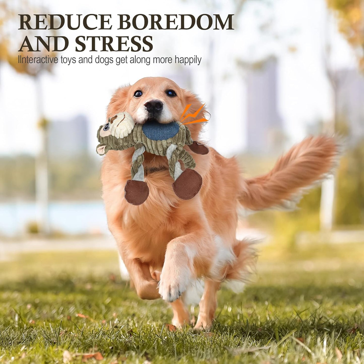 Dog Toys for Large Dog - Plush Squeaky Medium & Small Dog Toys - Stuffed Animals Puppy Toys - Funny Cute Dog Toys for Dog Birthday Presents (Monkey)