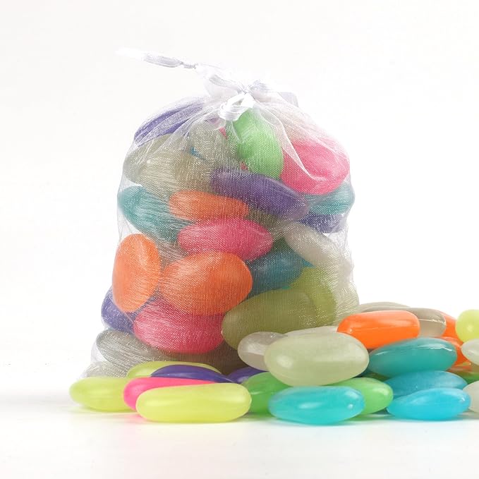Shiny Stone Glow in The Dark Pebbles,Decorative Glow Stones,Fish Tank Aquarium Gravel,Glow Pebbles for DIY Garden Gifts Decoration(Big Size, 3-4cm, 400g/14.1oz) (Multicolor)