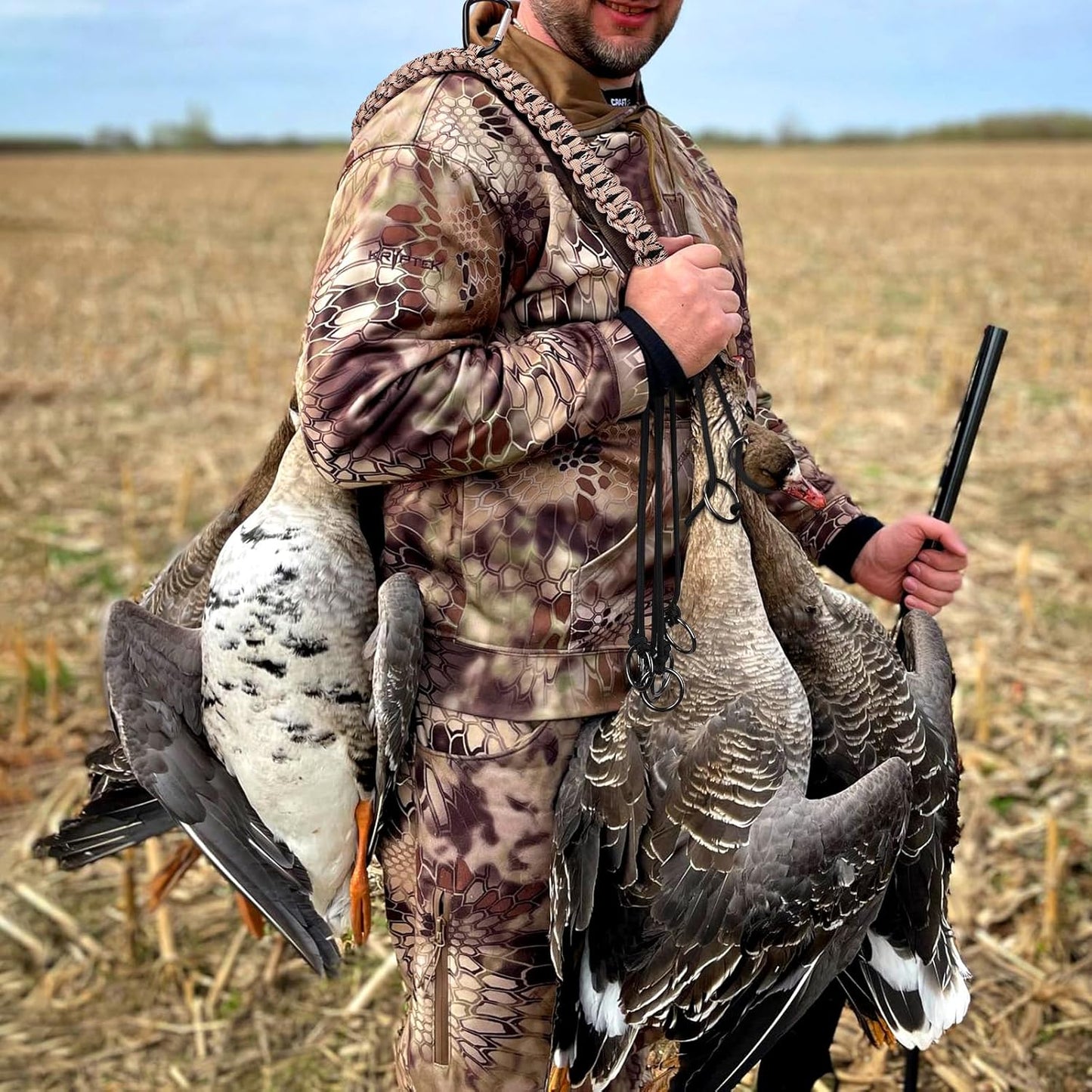 TOBWOLF Duck & Bird Tote with 12 Drops Slip Ring, Metal Loop Goose & Duck Hanger, Waterfowl Tote, Dove Bird Carrier, Paracord