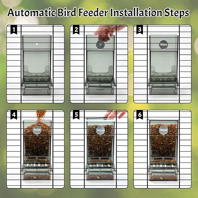 Rypet No Mess Automatic Bird Feeder for Cage,Transparent Acrylic Parrot Seed Feeders,Food Container for Cage,Parrot Feeder Cage Accessories for Small and Medium Lovebirds Parakeets Cockatiel Finch