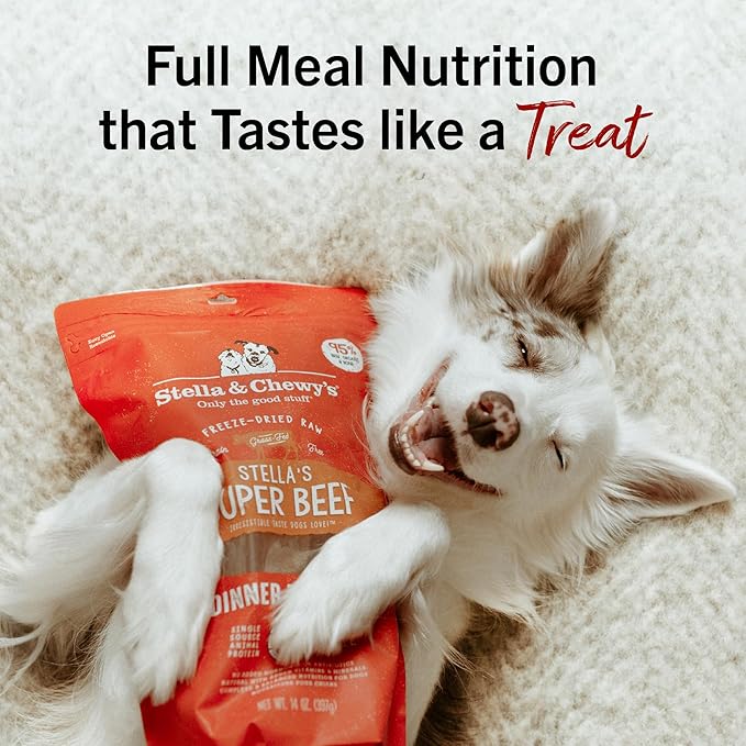 Stella & Chewy's Freeze-Dried Raw Dinner Patties - Beef Recipe - High Protein Grain-Free Puppy & Dog Food - Perfect For Picky Eaters - 5.5 oz