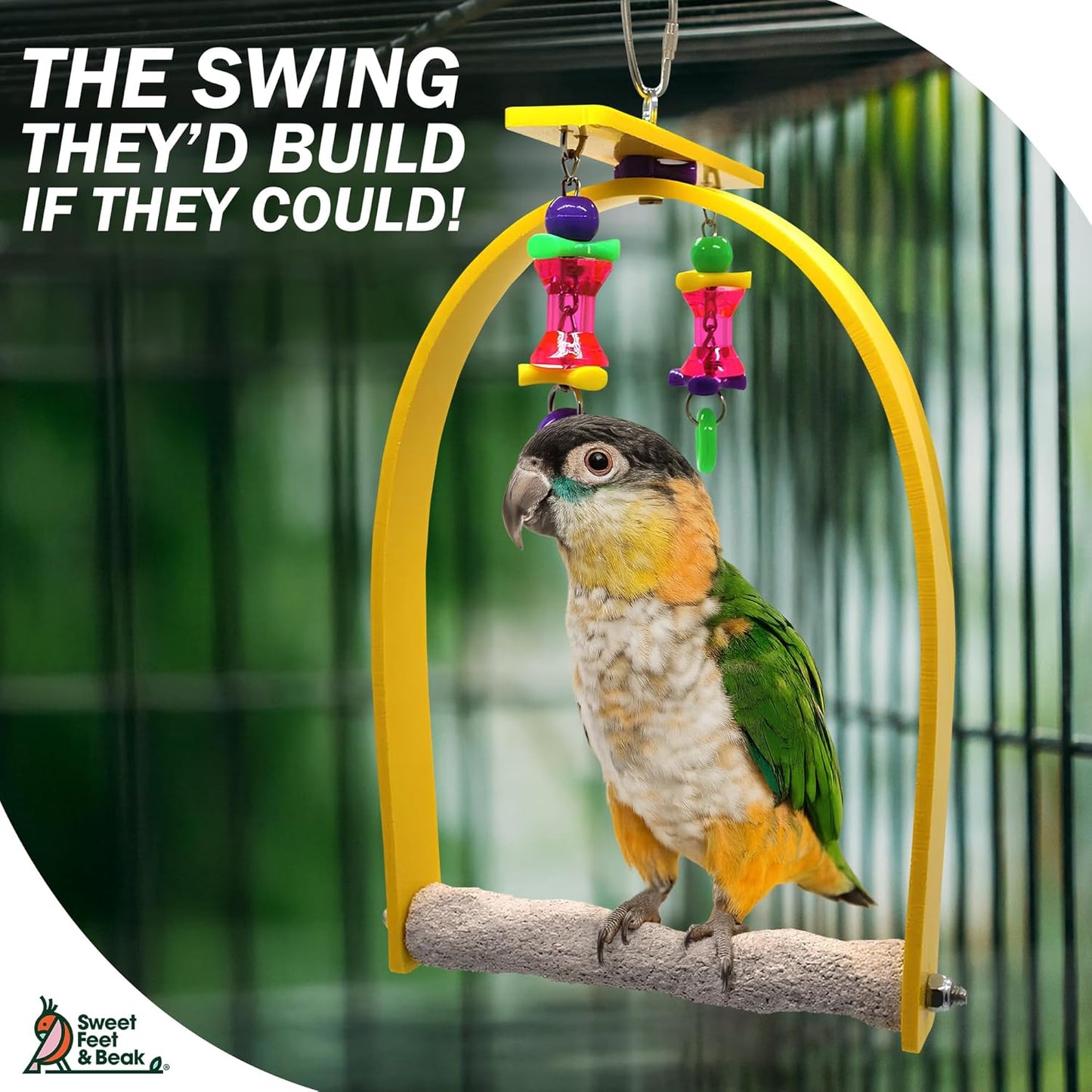 Sweet Feet and Beak Small Whirly Bird - Perfect Cage Toy Stimulates Visual and Physical Activity - Safe, Non-Toxic, Cage Accessories for Small Birds
