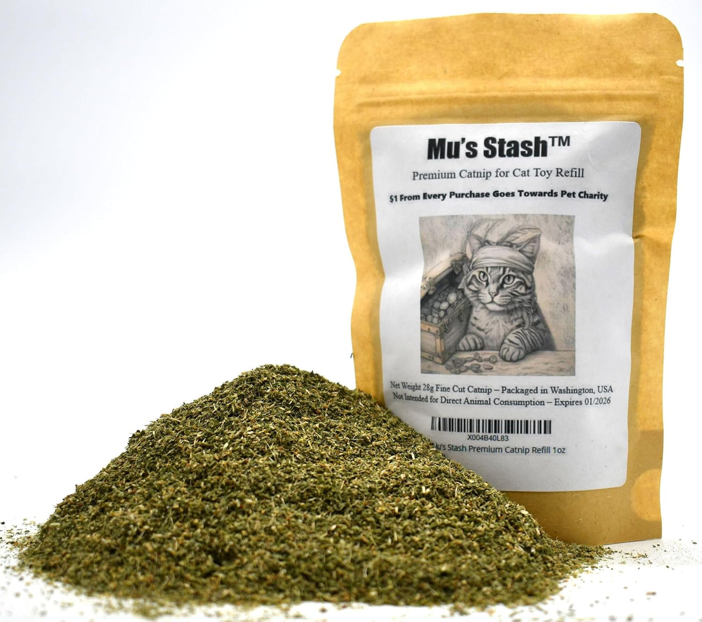 Mu's Stash Catnip for Cats and Cat Toy Refillable 1 OZ